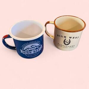 High West Distillery mug set - 2 mugs in blue and tan